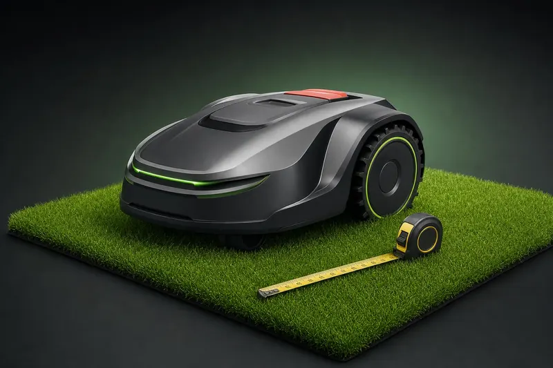 Robot cortacésped sobre un césped bien cuidado